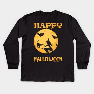 Happy Halloween Witch Kids Long Sleeve T-Shirt